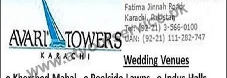 Avari Towers Wedding Venues – Fatima Jinnah Road, Karachi