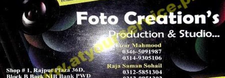 Foto Creation’s Production & Studio – Rajput Plaza, Block B, PWD, Islamabad