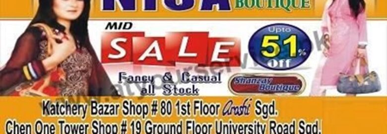 Nisa Boutique – Chen One Tower, University Road, Sargodha