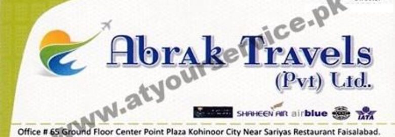 Abrak Travels – Centre Point Plaza, Koh e Noor City, Jaranwala Road, Faisalabad