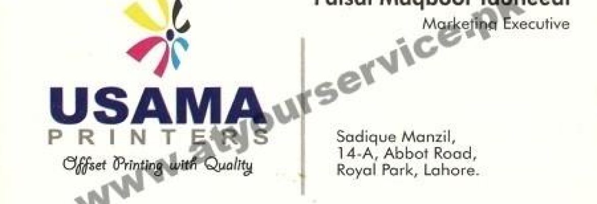 Usama Printers – Sadique Manzil, Abbot Road, Lahore