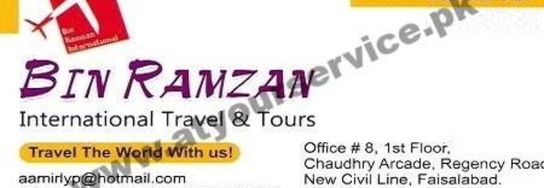 Bin Ramzan International Travel & Tours – Chaudhry Arcade, Regency Road, New Civil Lines, Faisalabad