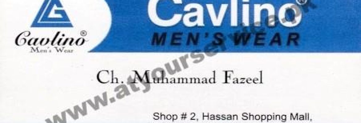 Cavlino Men’s Wear – Hassan Shopping Mall, D Ground, Faisalabad