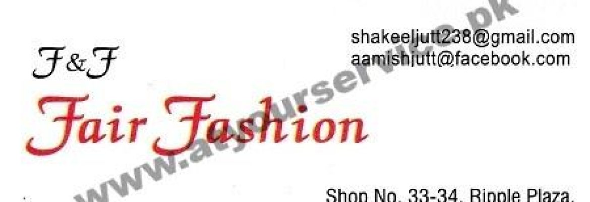 Fair Fashion, Men’s Garments – Ripple Plaza, D Ground, Faisalabad