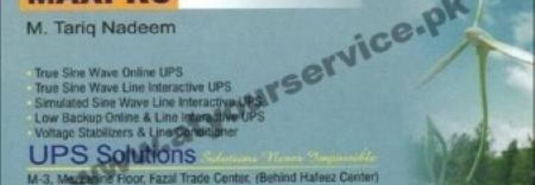 Maxpro UPS & Stabilizers – Fazal Trade Centre, Main Boulevard, Gulberg III, Lahore