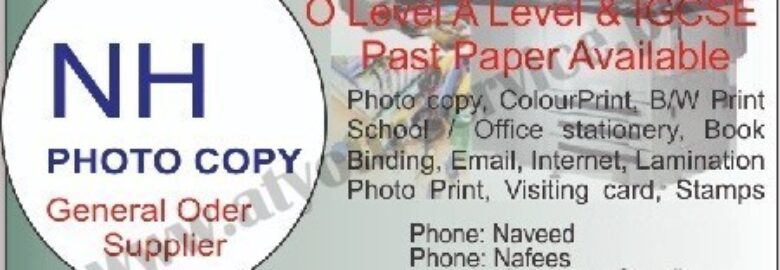 NH Photostat & General Order Supplier – Jalal Arcade, PWD, Islamabad